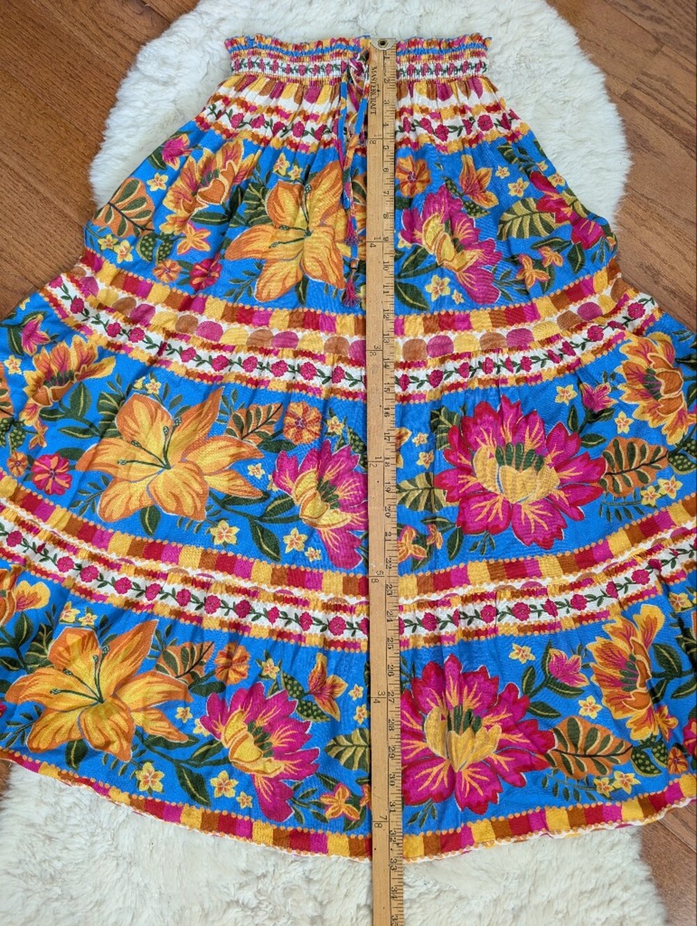 Farm Rio Colourful Floral Print Flowy Tiered Midi Skirt XS - Picture 11 of 12